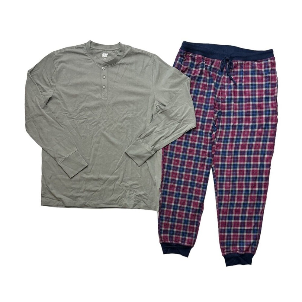 Land's End Men's Long Sleeve Henley & Pant 2-Piece Lounge Set